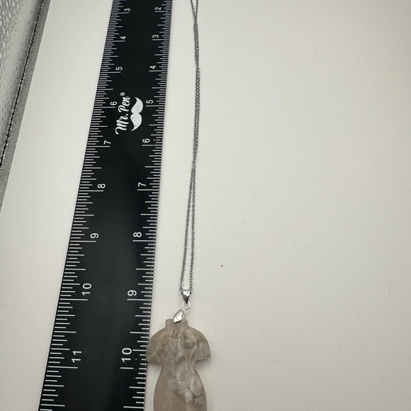 Beautiful and Unique Flower Agate Qipao Carving Pendant Necklace - Picture 8 of 12